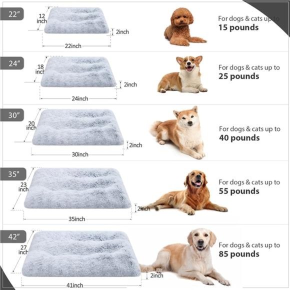 Dog Bed Crate Pad, Washable Beds for Large Medium Small Dogs Breeds,Deluxe Plush - Picture 6 of 7
